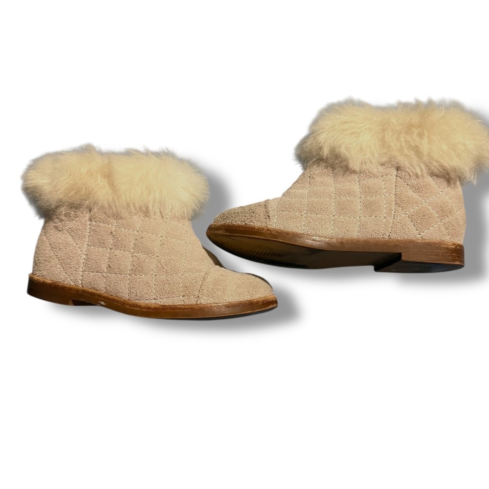 Janie & Jack Blush Beauty Quilted Suede Bootie Boot Little Girls‎ 7 Pink Cream
